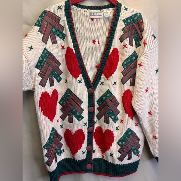 Belle Pointe Rare Vintage Christmas 1990s Faux Plaid Appliqué Tress Large - Picture 5 of 7